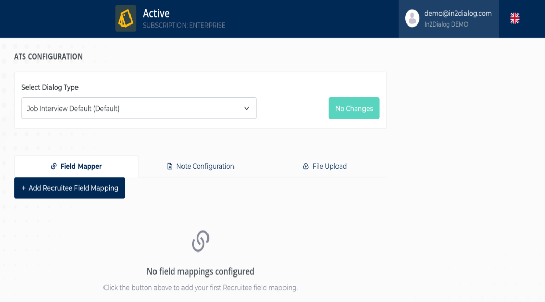 The ATS Mapper configuration options in In2Dialog for the Recruitee integration